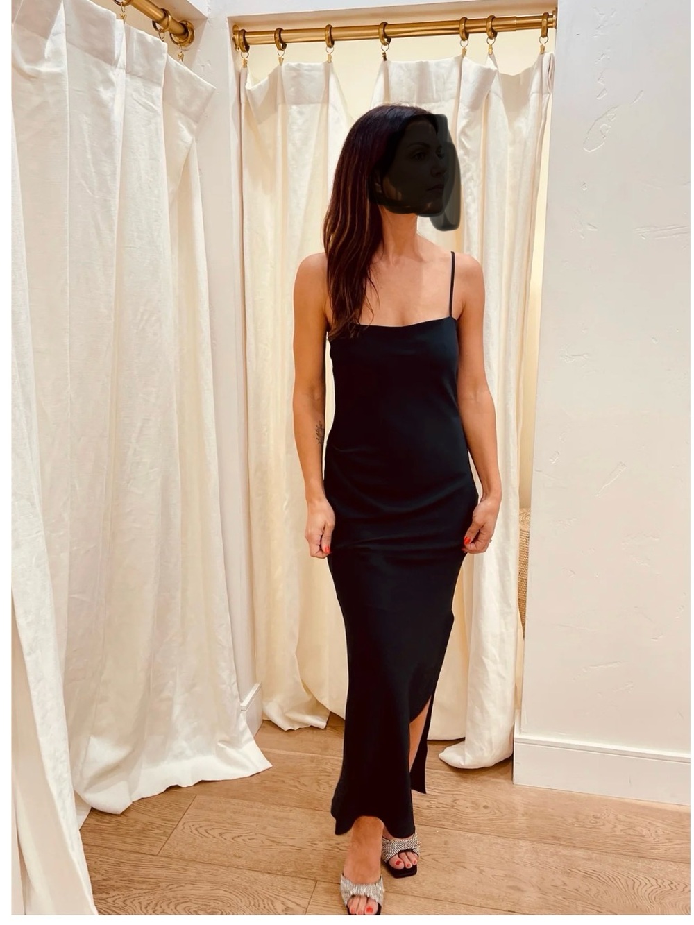 IRO Black Slip Maxi Dress with Side Slit